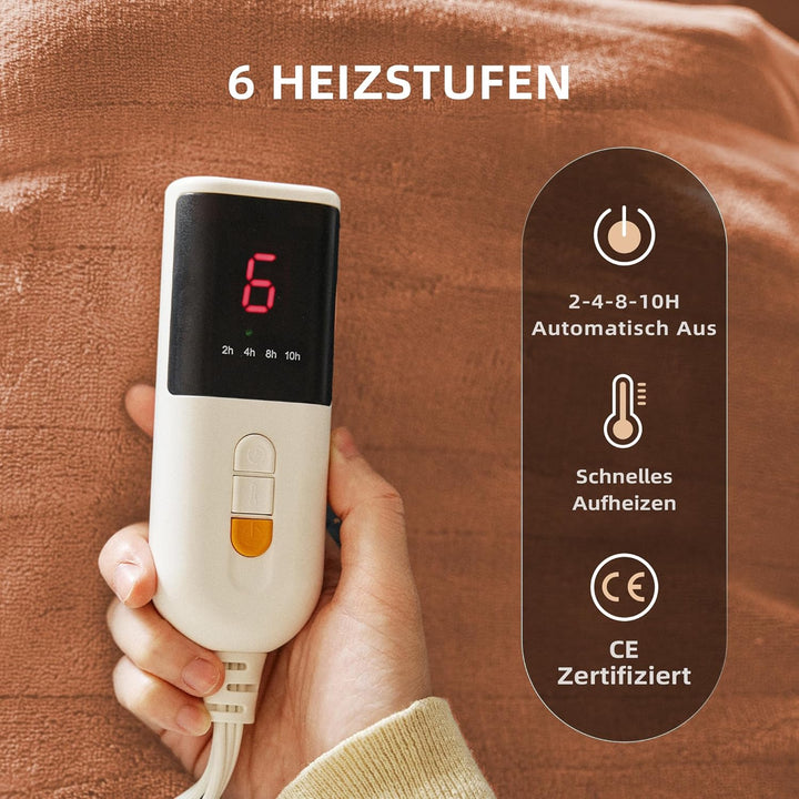 JET'S HOME Heizdecke 130x180cm - Wärmedecke Heizdecke mit Abschaltautomatik Einstellbarer Timer 10 S