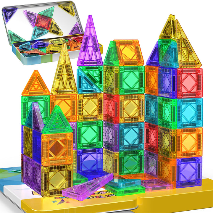 iKidiki Magnetische Bausteine Reiseset-43 Teile, Reisespiele Kinder ab 3 4 5 6 Jahre Spielzeug ab 3-