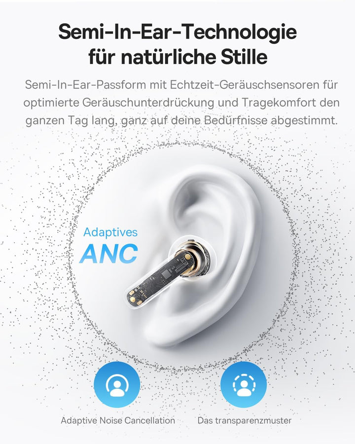 Baseus BS1 NC Semi-In-Ear Kopfhörer Bluetooth Noise Cancelling, Kopfhörer Kabellos mit Geräuschunter
