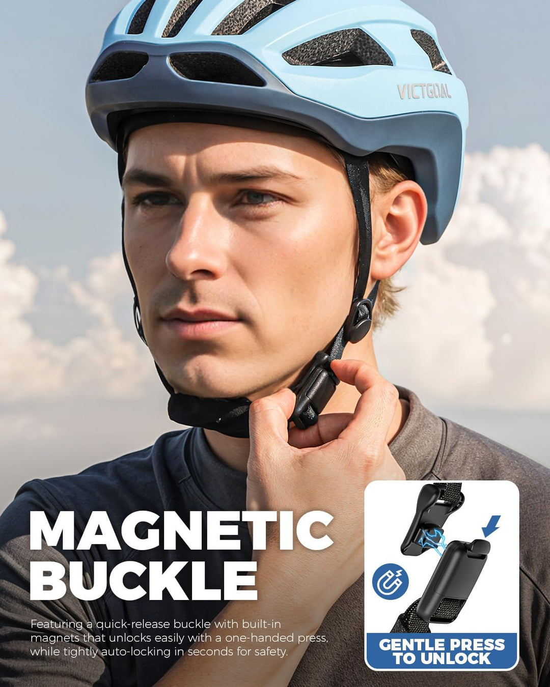 VICTGOAL Rennrad Helm Männer Frauen Leicht Fahrradhelm Herren Rennrad mit Magnetischen Rücklicht Ein