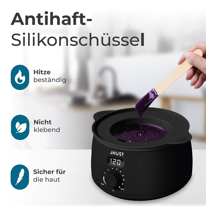 Wachswärmer-Set Schwarz mit 400g Wachsperlen & viel Zubehör, inkl. After-Wachs-Spray, Wachsset Waxin