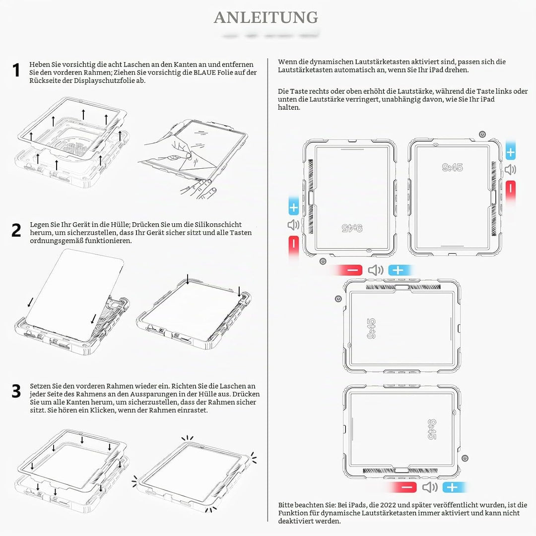 SEYMAC stock Hülle für iPad Air 11 Zoll 2025/2024 (M3/M2, Air 7./6. Generation), Stossfeste Schutzhü