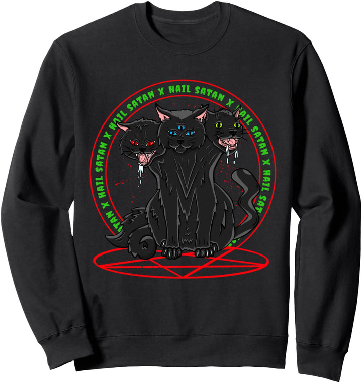 Verrückte Cerberus Katze Dreiköpfige Dämonische Katze Sweatshirt