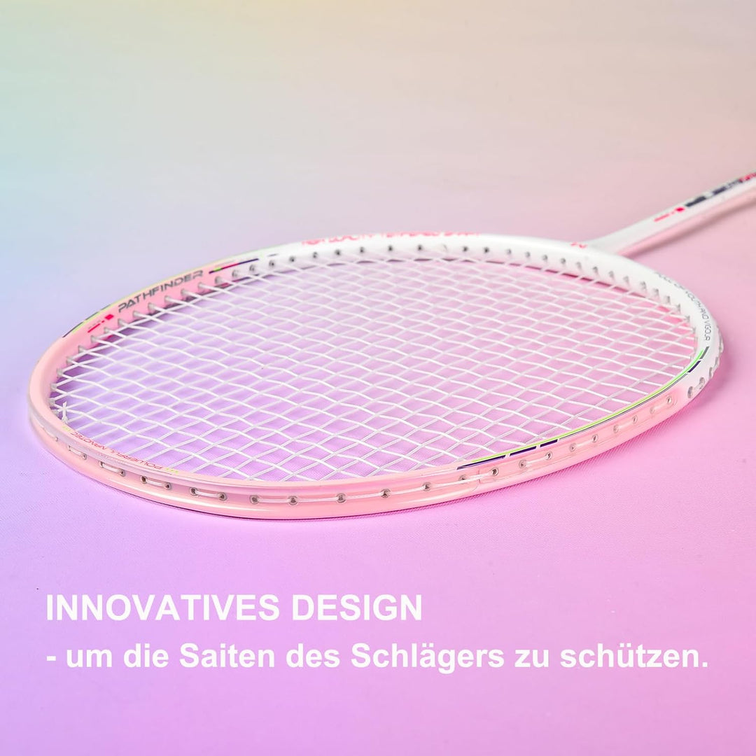 Badminton Set mit 2 Graphit Schläger - Kratzfestes Design - Federball Set für Erwachsene Incl. Feder