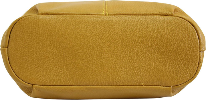 AMBRA Moda Damen echt Ledertasche Handtasche Schultertasche Beutel Shopper Umhängtasche GL012 Gelb,