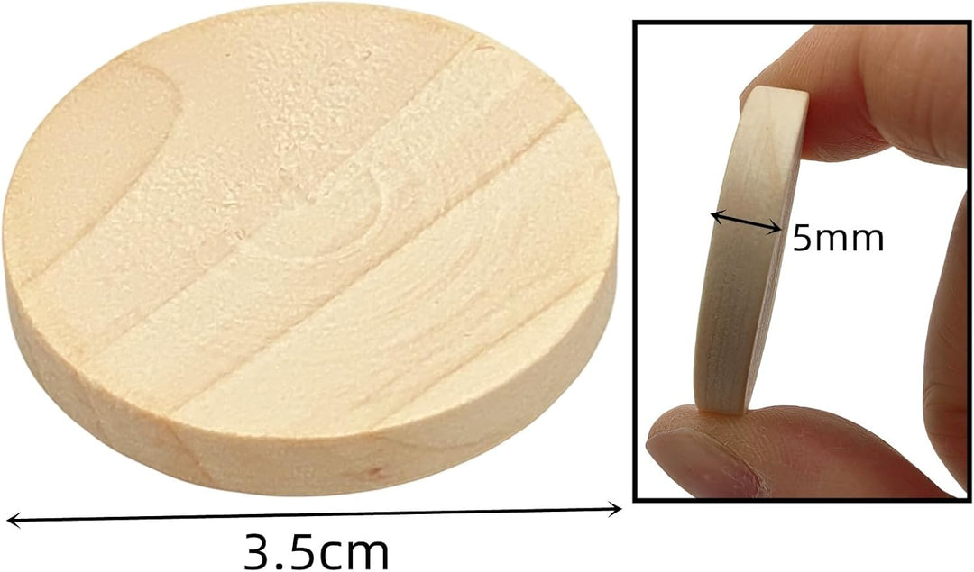 100 runde Naturscheiben in Weiss, unvollendete Kreise, Holzschmuck für Bastelarbeiten (3,5 cm) 3,5 c