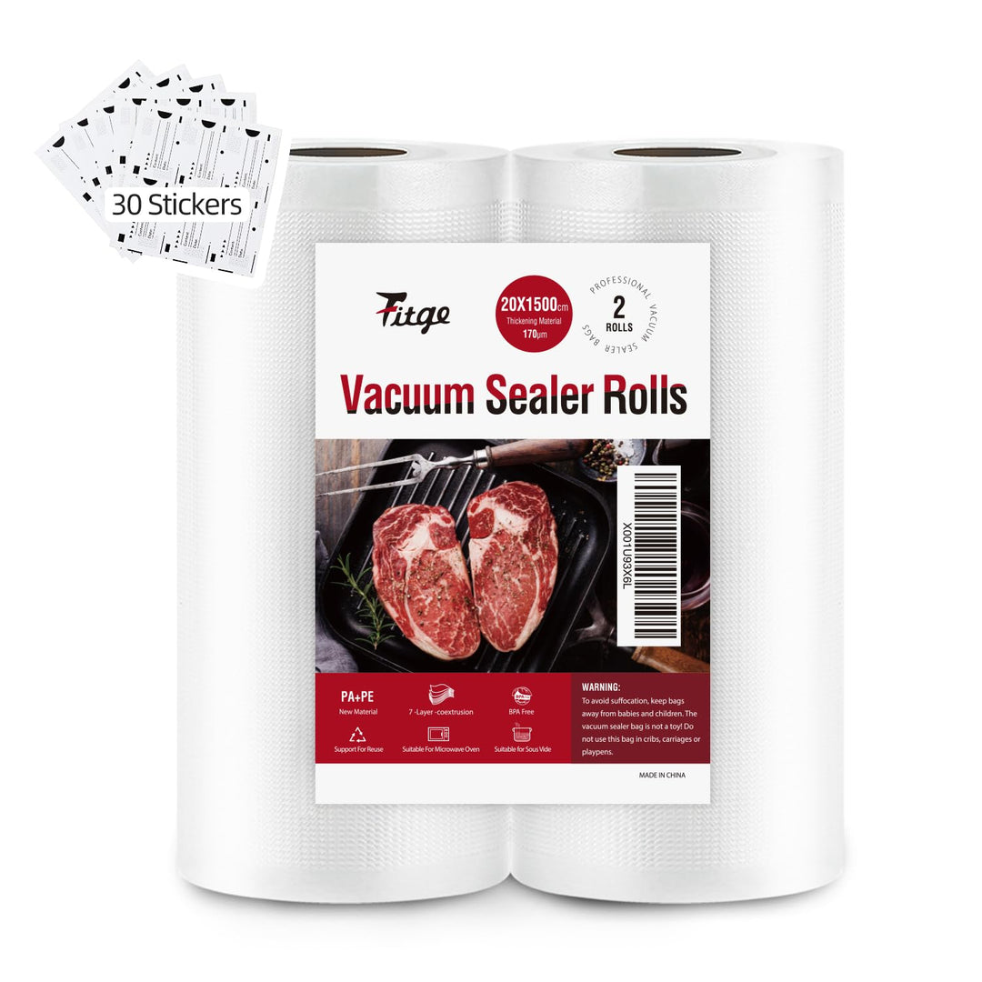 Vakuumierbeutel 170µm 20x1500cm/2 Rollen für alle Vakuumiergeräte Vakuumrollen für Lebensmittel BPA-