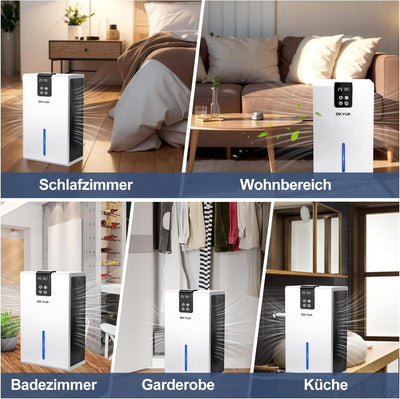 Luftentfeuchter Elektrisch 2700ml, Luftentfeuchter für Zuhause mit automatischer Abschaltung, 7-Farb