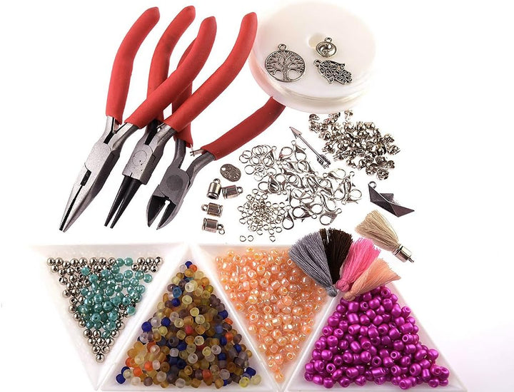 Perlen Armband Set zum DIY Schmuck Machen von Vintageparts, über 1000 Teile mit Zangen
