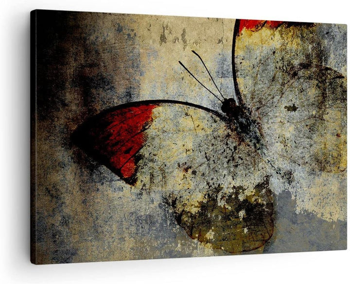 Bilder auf Leinwand Schmetterling Abstraktion Leinwandbild 70x50cm Wandbilder Dekoration Wohnzimmer