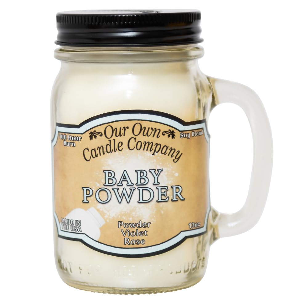 Unsere eigene Candle Company Duftkerze Baby Powder, gross, Weiss Baby Powder 13 oz, Baby Powder 13 o