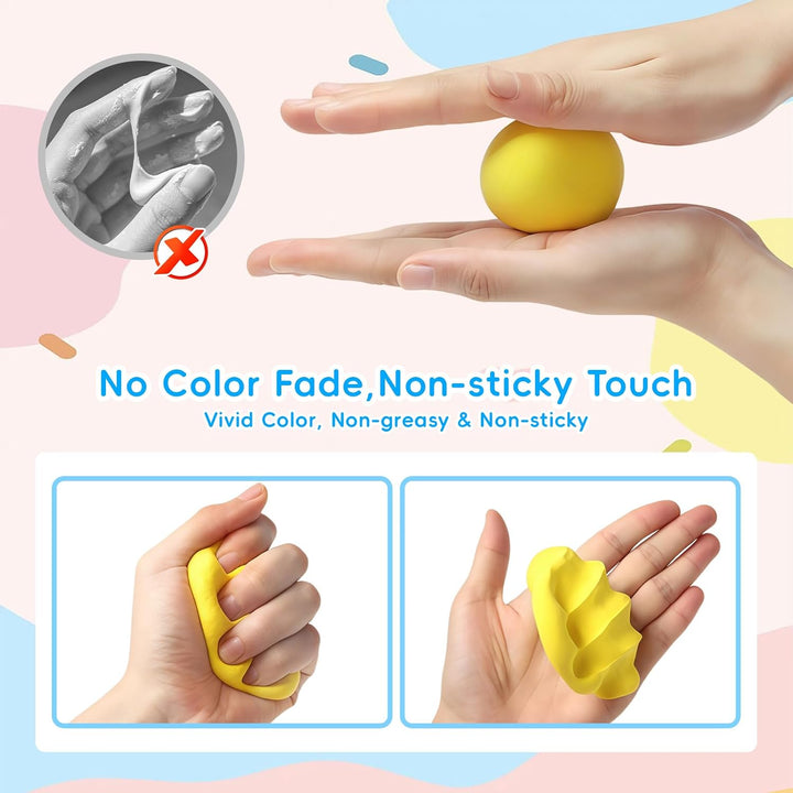 Flintronic Air Dry Clay Set, 60 Farben Clay Kit Modelliermasse Lufttrocknend mit Bildhauerwerkzeugen