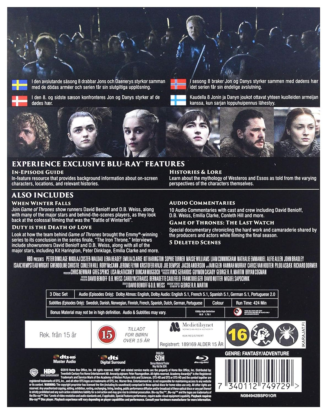 Game of Thrones Staffel 8 - Die finale Staffel [Blu-ray] [Pappschuber] [EU Import mit Deutscher Spra