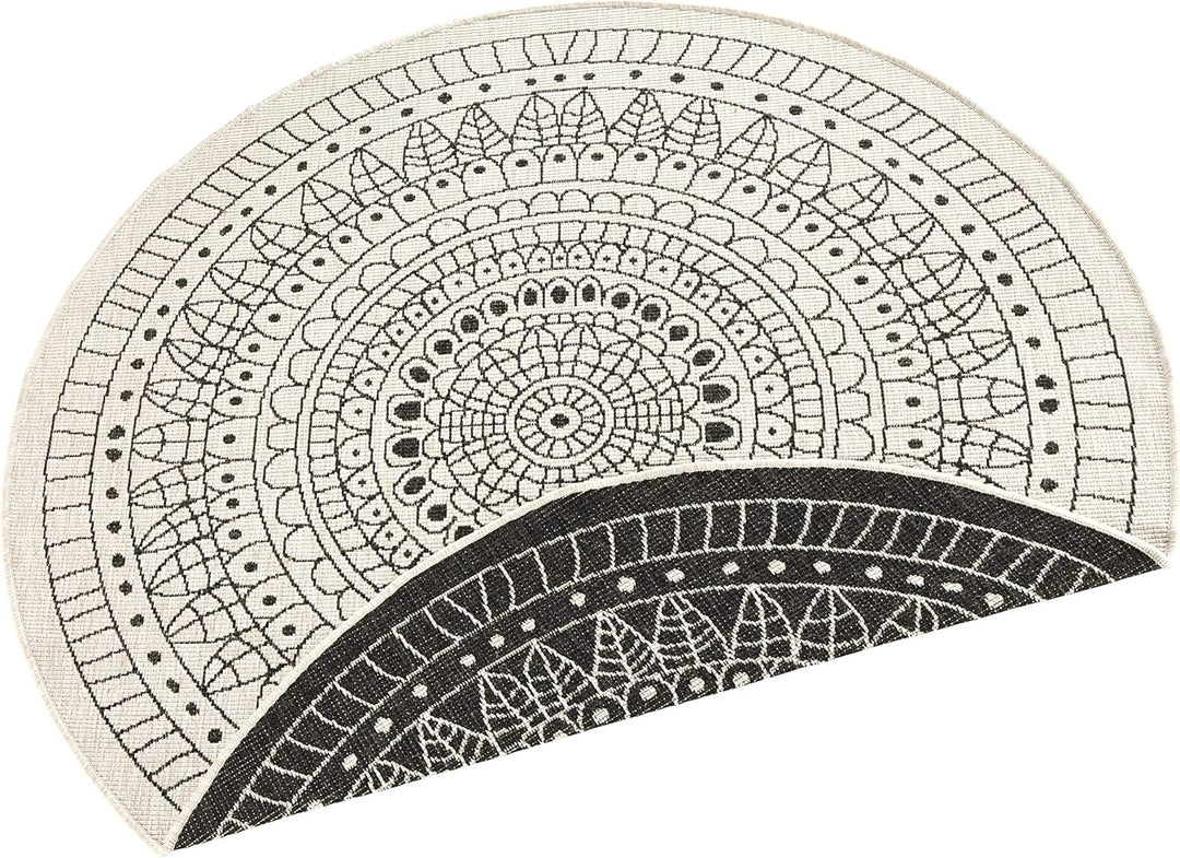 Northrugs Porto In- und Outdoor Teppich Rund – Runder Wendeteppich Wasserfest Mandala Design Flachge