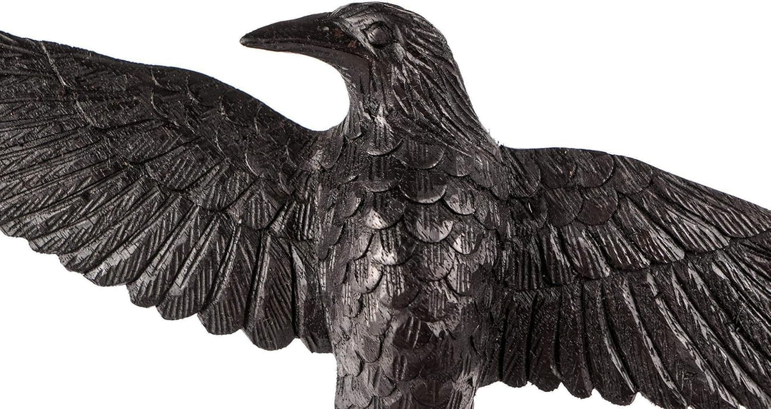 Windalf Wikinger Raben Holz Wandskulptur Munin 27 cm Odons Schwarzer Rabe Hugin Munin Links schauend