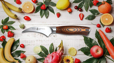 TUO Tourniermesser Obstmesser 6cm Gemüsemesser Schälmesser Deutsches Edelstahl Küchenmesser mit Ergo