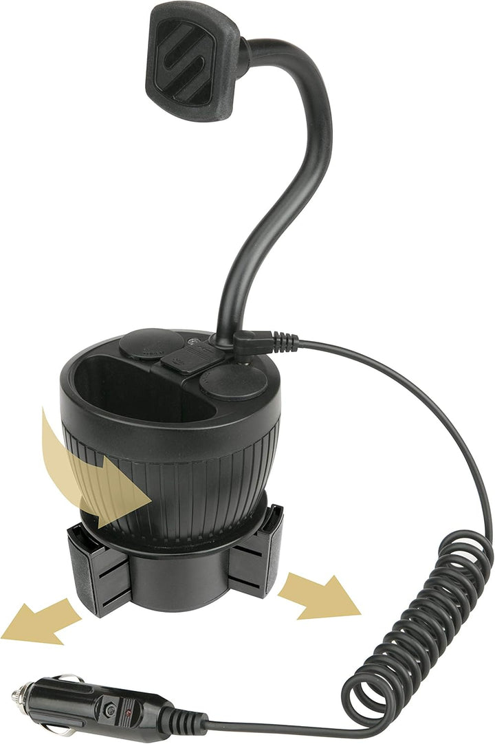 Scosche MAGPCUP MagicMount PowerHub Magnetische Getränkehalterung für Auto, Laden Sie mehrere Geräte