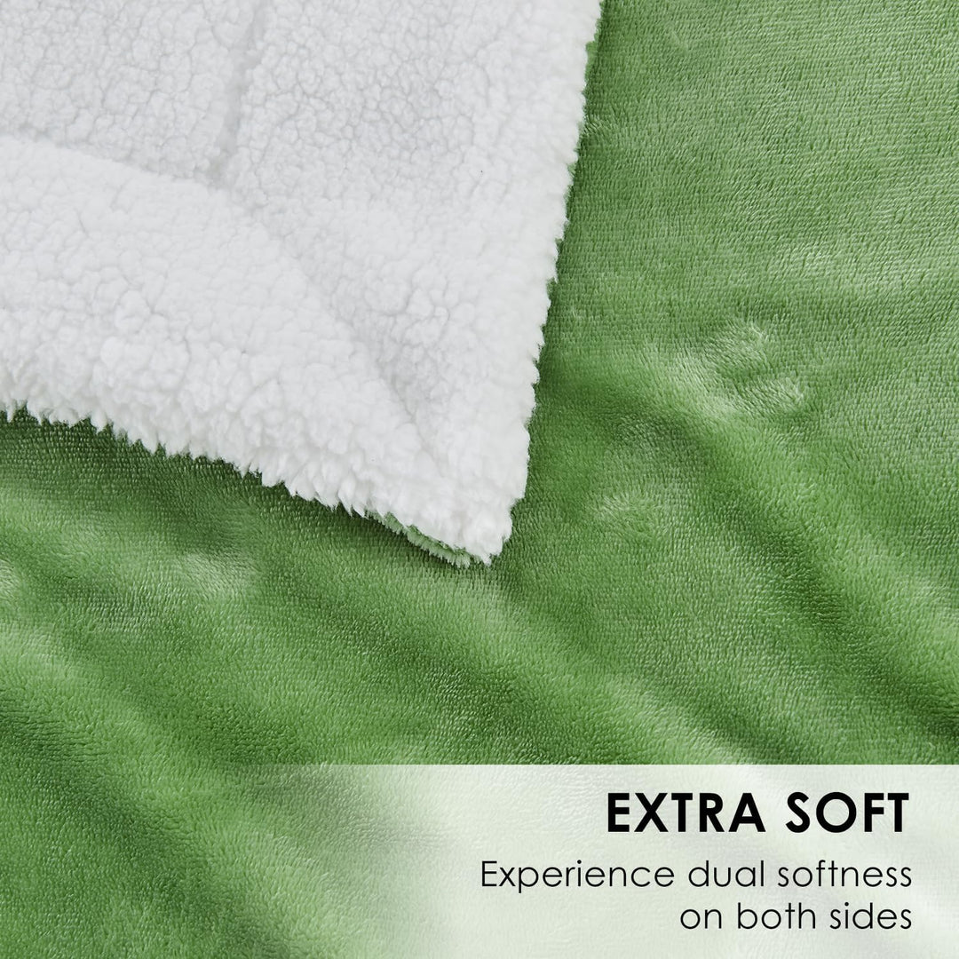 SOCHOW Sherpa Decke Salbei Grün zweiseitige Wohndecken Kuscheldecken, Dicke warm Sofadecke/Couchdeck