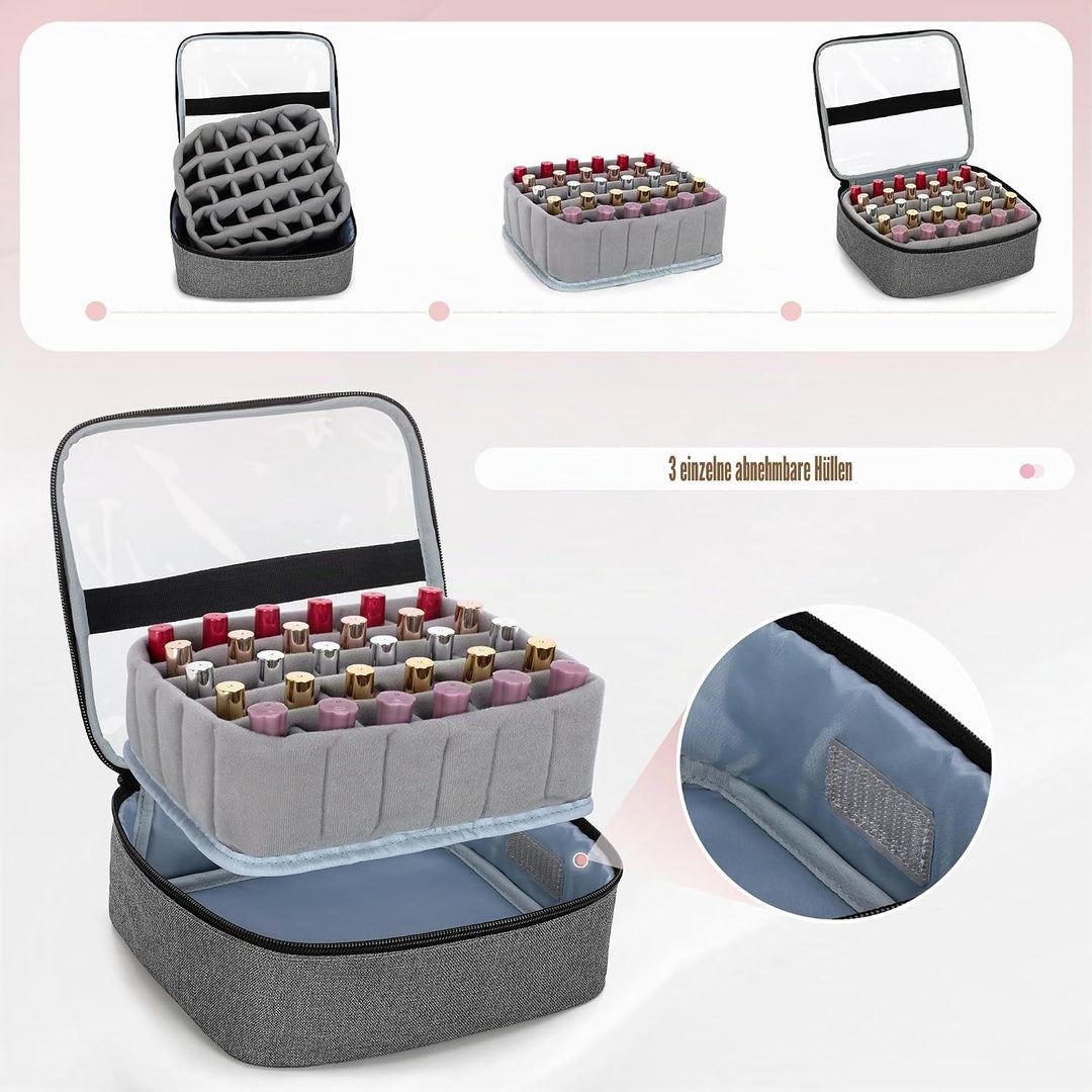 Luxja Kosmetik Trolley für 90 Flaschen Nagellack, Nagellack Koffer mit Rollen für Zubehör, Kosmetikk