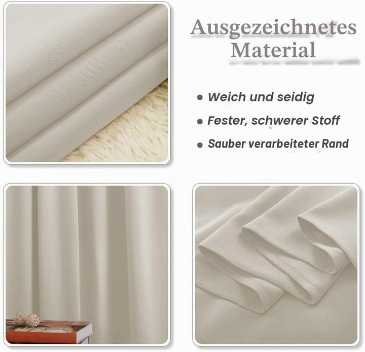 PONY DANCE Scheibengardinen Wohnzimmer Gardinen Kurz Ösenvorhang 2er Set Verdunkelungsvorhang Beige