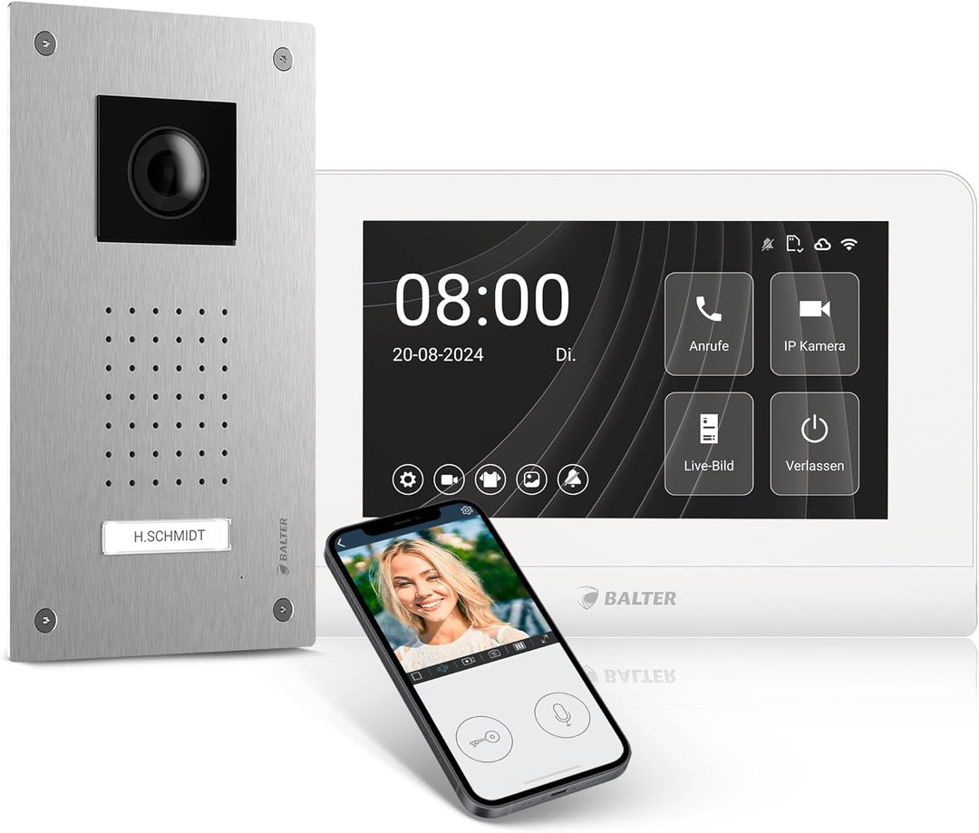 Entri Video Türsprechanlage, Unterputz Türklingel mit Kamera, Smartphone App, 1 Familienhaus, Video