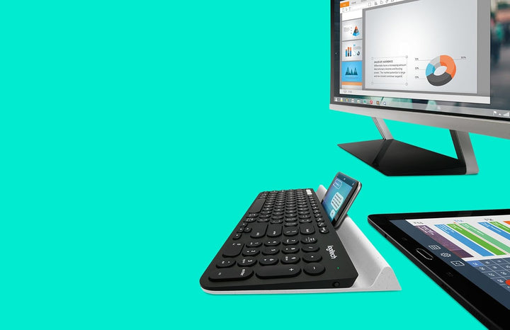 Logitech K780 Kabellose Tastatur, Bluetooth & 2.4 GHz Verbindung, Multi Device & Easy-Switch Feature
