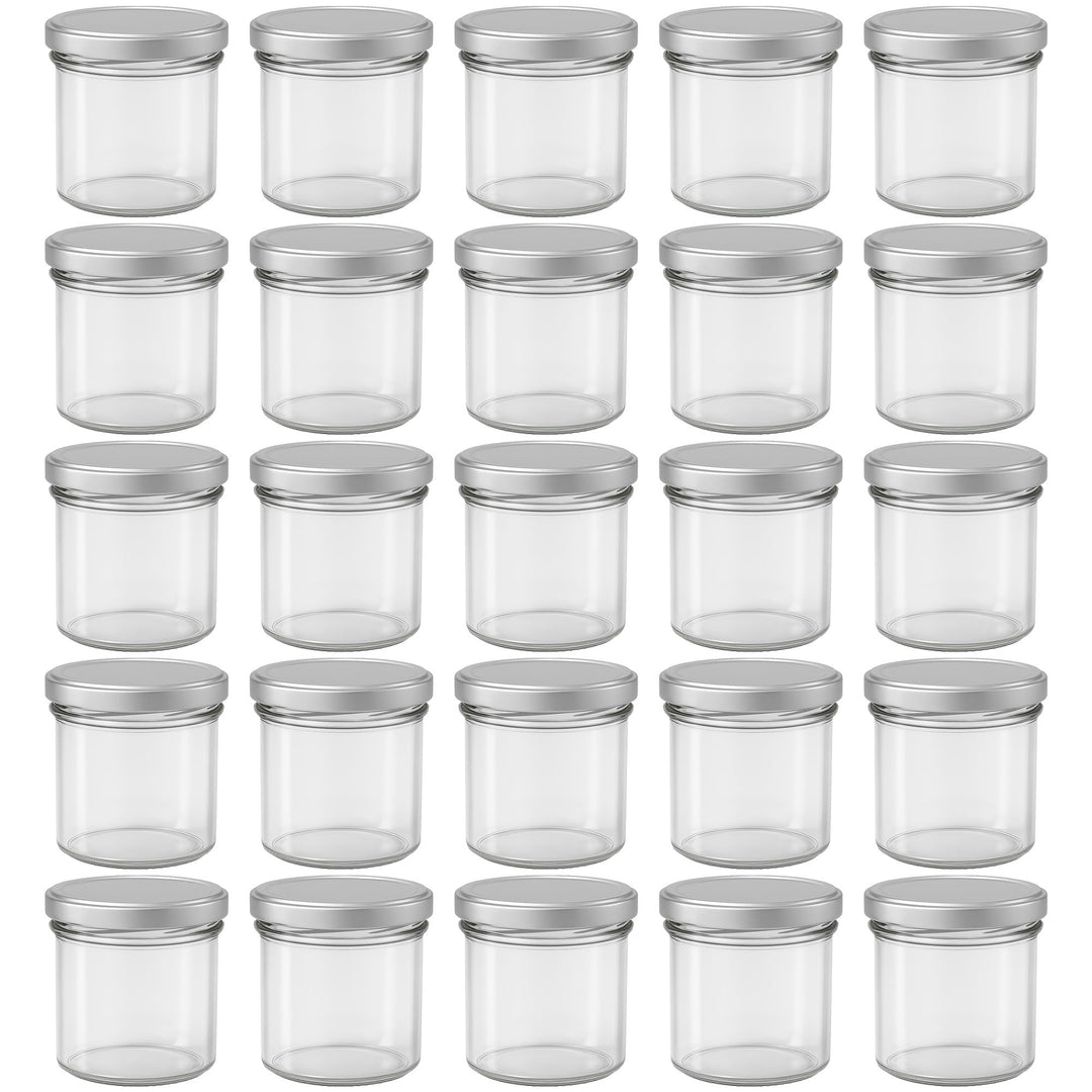 Vitrea 25x Marmeladengläser 125 ml - mit Deckel Silber TO 66 - Einmachgläser zum befüllen mit Schrau