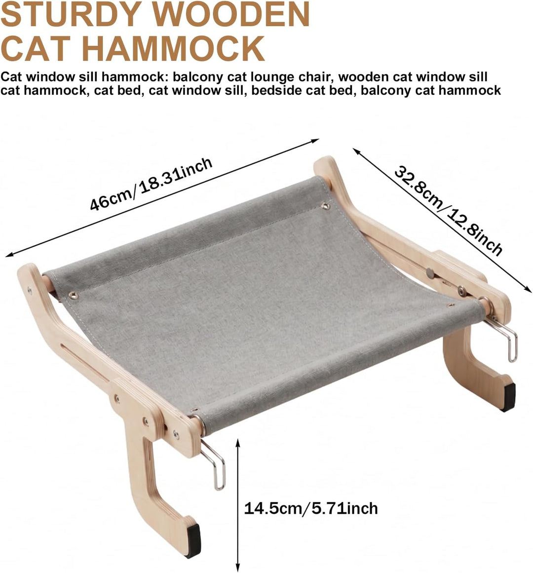 Katzen Hängematte für Fenster, Hängende Katzenhängematte, Katzenliege Balkon, Holz Katze Fenster Sit