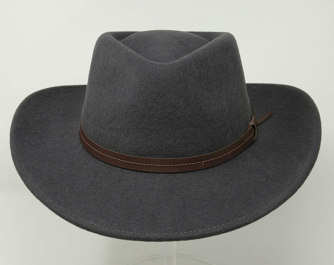 Hardy - Leichter Fedora Hut mit breiter Krempe und Lederband - 100% Wollfilz - Für die Reise knautsc