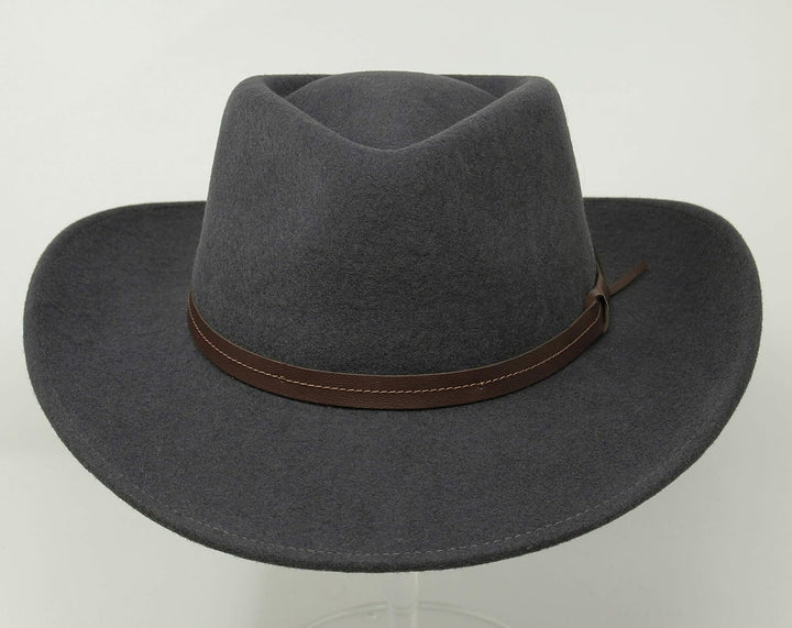 Hardy - Leichter Fedora Hut mit breiter Krempe und Lederband - 100% Wollfilz - Für die Reise knautsc