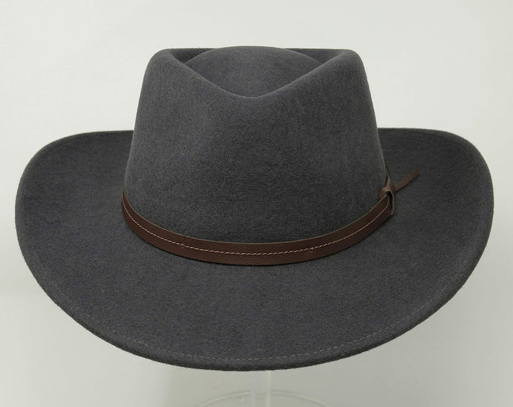 Hardy - Leichter Fedora Hut mit breiter Krempe und Lederband - 100% Wollfilz - Für die Reise knautsc