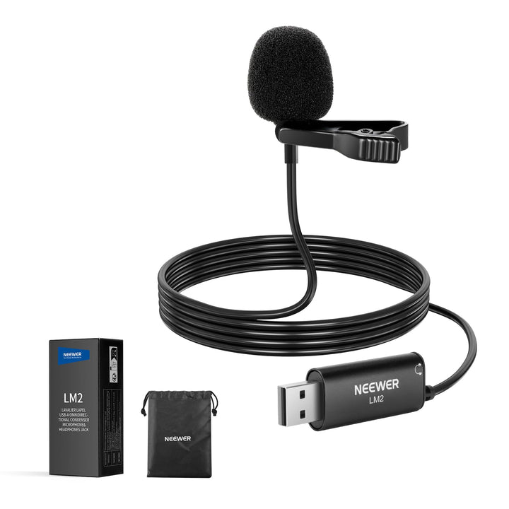 NEEWER USB Ansteckmikrofon Mini Lavalier Mikrofon mit omnidirektionaler Richtwirkung 3,5m Kabel für