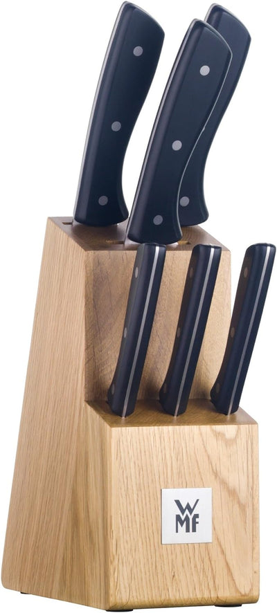WMF Messerblock mit Messerset, 7-teilig, 6 Messer geschmiedet, 1 Block aus Buchenholz, Spezialklinge