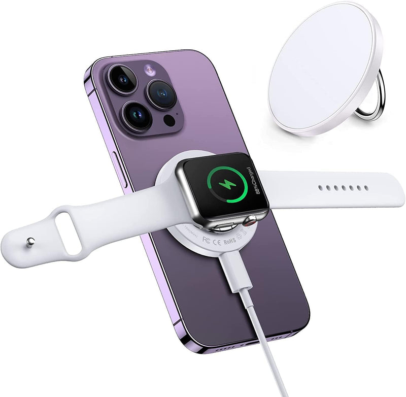 Mag-Safe Reise Ladegerät, 3 in 1 Wireless Charger Kompatibel mit iPhone 15 14 13 12 Serie, iWatch, A