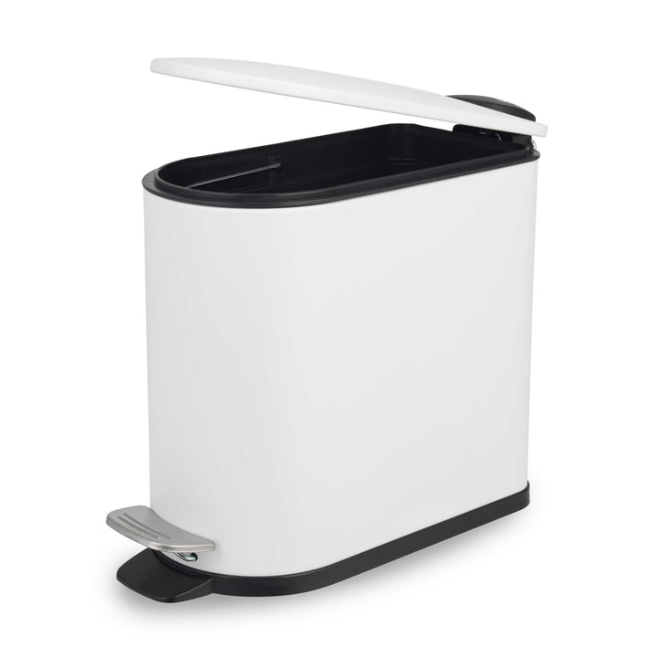 Beldray Kosmetikeimer mit Pedal, 5 Liter, kleiner WC-Mülleimer mit Soft-Close-Deckel, D-förmiger San