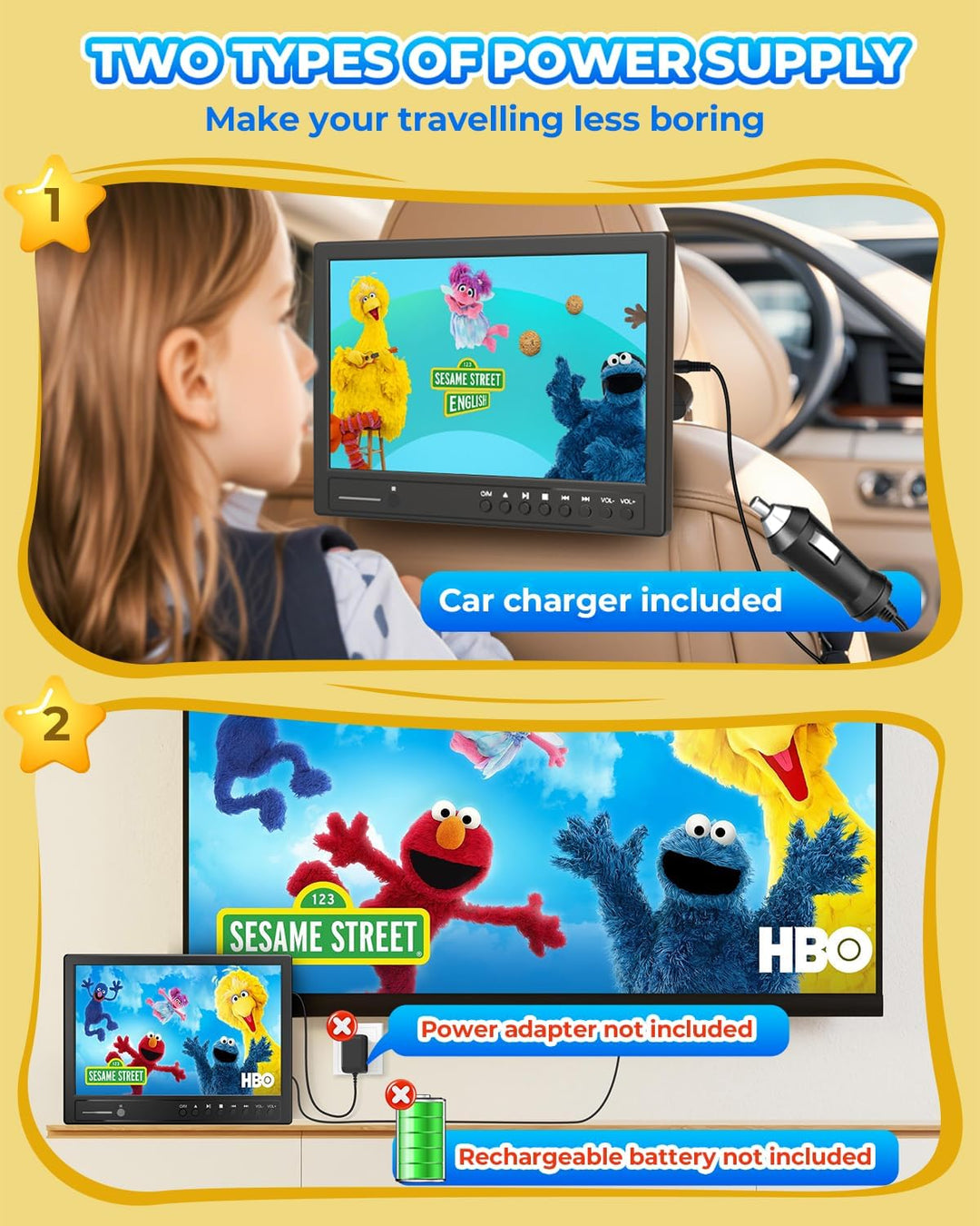 Arafuna 12,5 Zoll DVD Player Auto,1080p Auto Fernseher, DVD Player Auto Kinder Supporte l'entrée USB