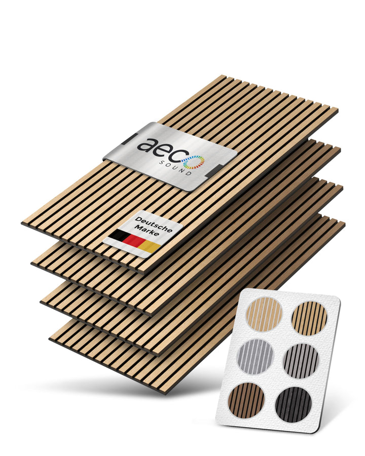 Akustikpaneele aus Holz, 4 Stück x 120x60cm (2,88qm) 2,1cm dick - Wandpaneele aus Akustik-Filz (Schw