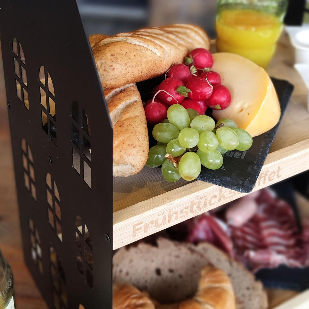 UNUS HOME Etagere Frühstücksbuffet, 2 Etagen mit Griff, für Frühstück, Obst, Wurst und Käse, Tablett