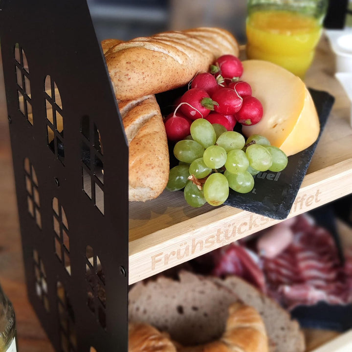 UNUS HOME Etagere Frühstücksbuffet, 2 Etagen mit Griff, für Frühstück, Obst, Wurst und Käse, Tablett