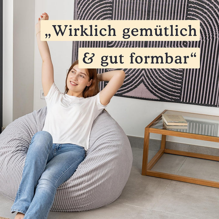 bananair - Sitzsack Cord, Weich & Bequem, Maschinenwaschbarer Bezug, Gaming Sitzsack mit Schaumstoff