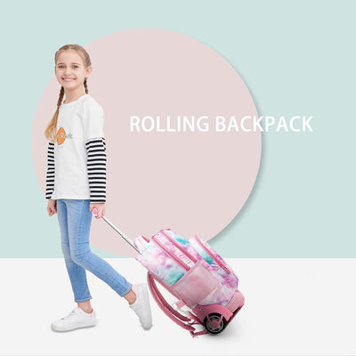 HTgroce Einhorn Trolley Rucksack mit Rollen Schultrolli Mädchen mädchen Schultasche Mit Rollen Schul