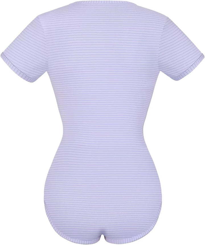 Landofgenie Bodys für Damen Einteiler Bodysuit Jumpsuit Baumwolle Kurzarm Nette Onesie Pyjamas Nacht