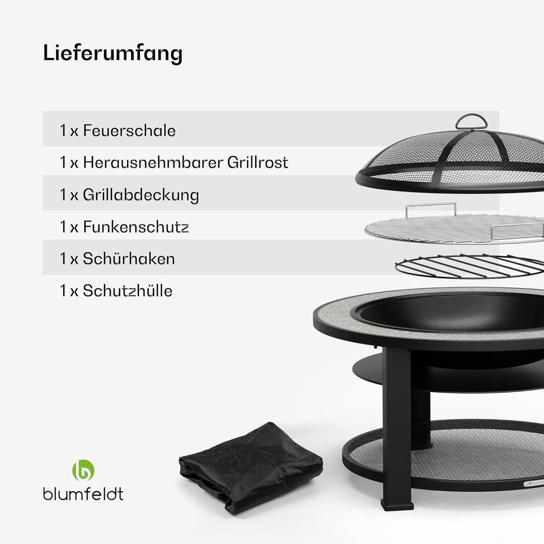 blumfeldt Outdoor-Feuerstelle für den Garten - 3-in-1 Multifunktions-Feuerschale (Feuerstelle, Tisch