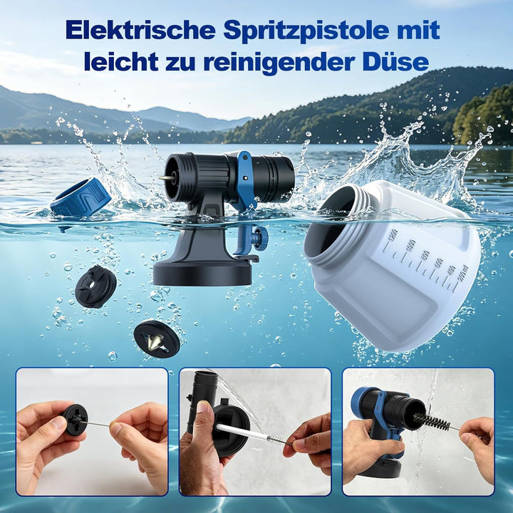 NANWEI Akku-Farbspritzgerät, kompatibel mit Makita 18-V-Akku, farbsprühsystem mit 1200-ml-Behälter,