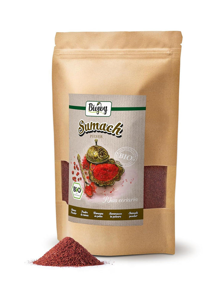 Biojoy BIO-Sumach Gewürz (500 g), türkisch, Sumach fein gemahlen, 5% Steinsalz, 500 g