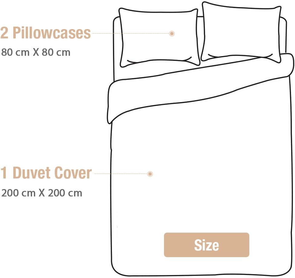 Lekesky Bettwäsche 200x200 Baumwolle, Bettwäsche-Sets 3 Teilig Reissverschluss mit Astmuster, weiche