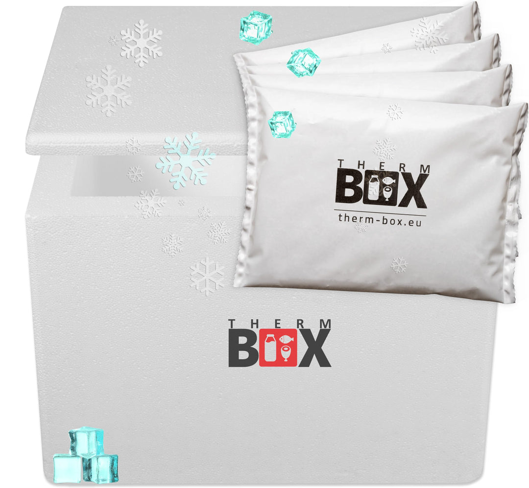 THERM BOX Styroporbox 27W mit 4X Kühlakku für Kühlbox 27,9L Innen:37x26x29cm Transportbox Thermbehäl