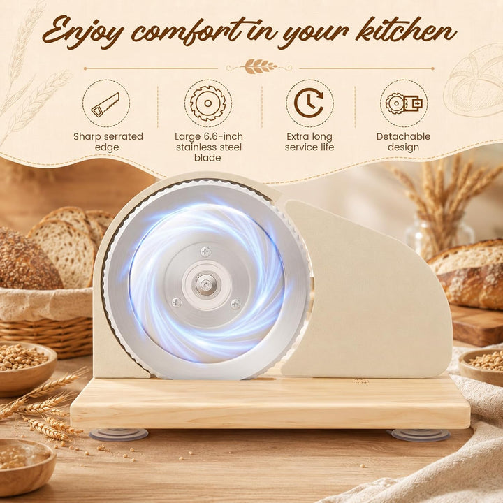 Brotschneidemaschine Manuell,Einstellbarer Schnittstärke 0-28Mm,Mit Handkurbel&Rutschfester Saugnapf