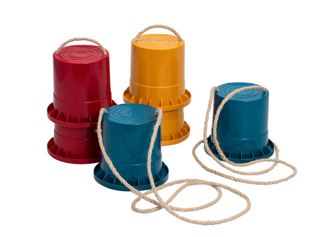 Betzold - Laufstelzen aus treeNside-Material, 3er-Set - Laufstelzen Dosenstelzen Kinder blau/rot/gel