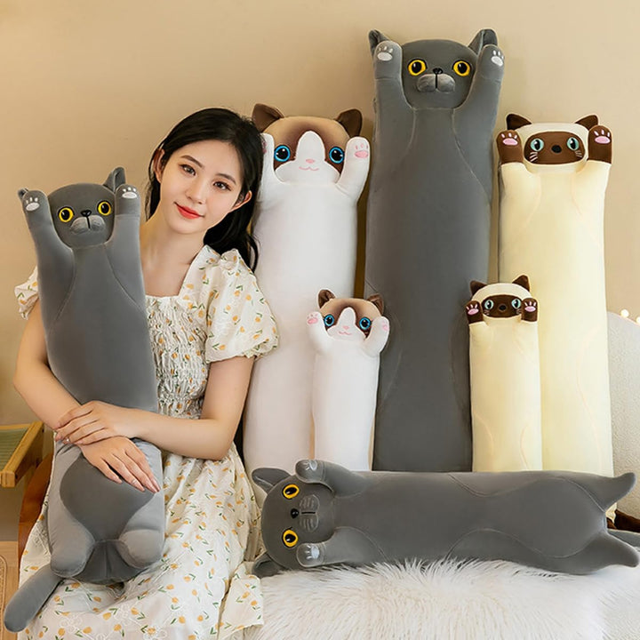 Katze Kuscheltier 70cm Weiche Katze Plüsch Plüschtier Kissen Katze Stofftier Kuscheltiere für Kinder